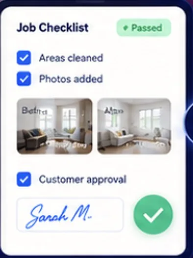 Job checklist with before and after photos